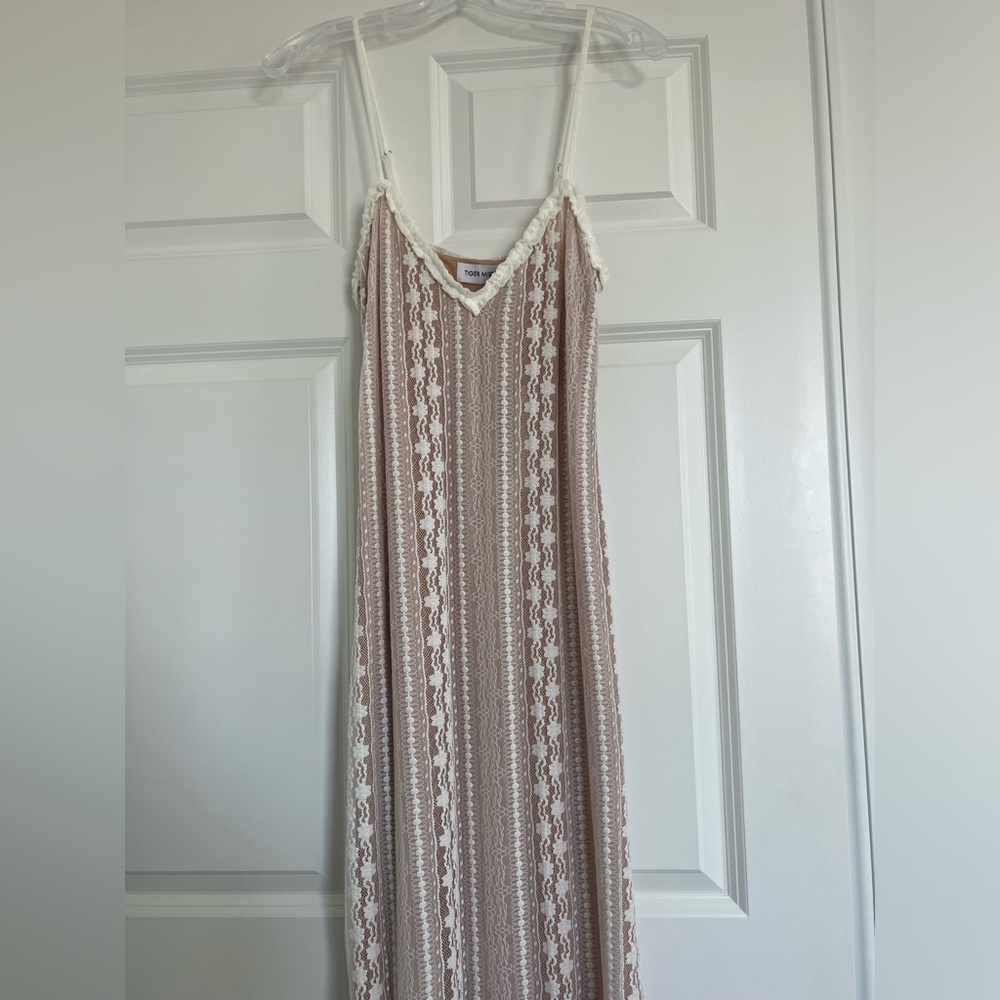 Tiger Mist cream and white maxi dress with lace detailing size M